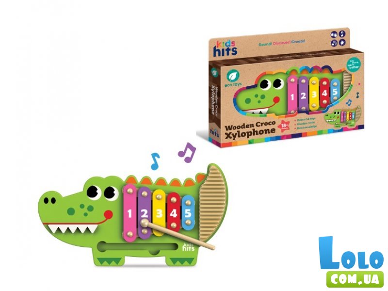 Деревянная игрушка Ксилофон-крокодил, Kids Hits