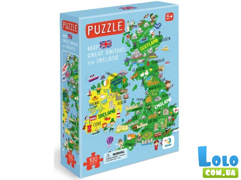 Пазл Карта Великобритании и Ирландии, DoDo, 100 эл.