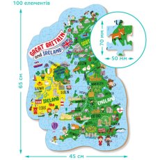 Пазл Карта Великобритании и Ирландии, DoDo, 100 эл.