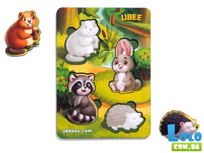 Деревянная рамка-вкладыш Лесные животные, Ubee