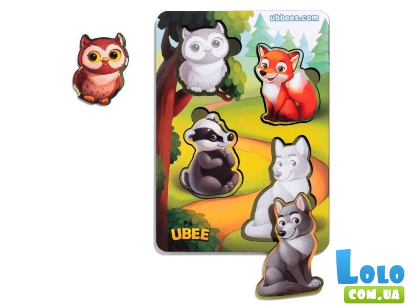 Деревянная рамка-вкладыш Лесные животные, Ubee