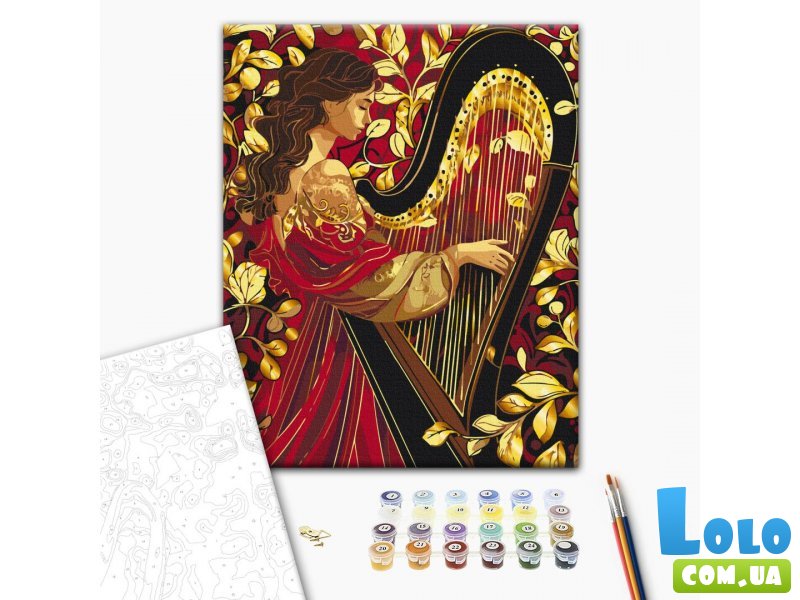 Картина по номерам Мелодия золотой арфы с красками металлик, Brushme (40х50 см)