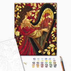 Картина по номерам Мелодия золотой арфы с красками металлик, Brushme (40х50 см)
