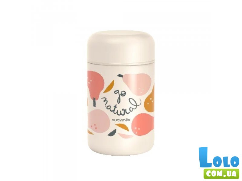 Термос для еды Go natural, Suavinex (бежевый / розовая груша), 400 мл