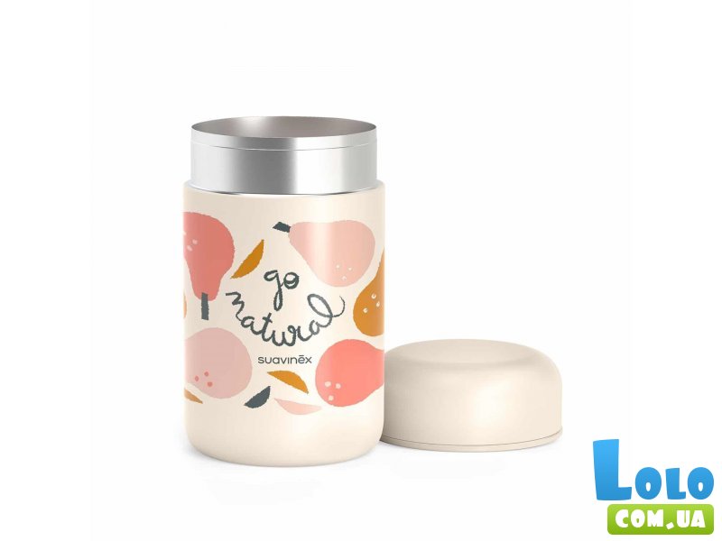 Термос для еды Go natural, Suavinex (бежевый / розовая груша), 400 мл