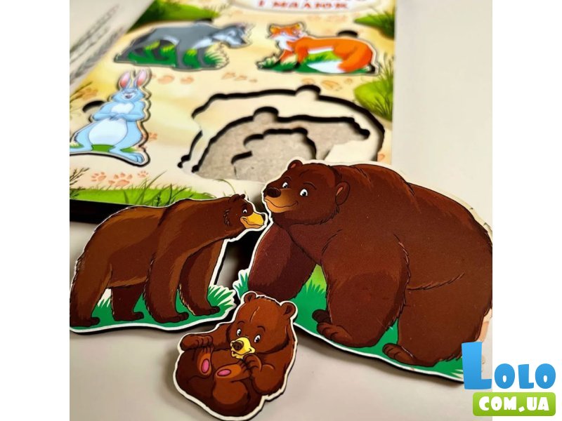 Деревянный пазл-вкладыш Больше или меньше. Семья – дикие животные, UBEE