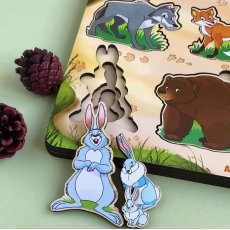 Деревянный пазл-вкладыш Больше или меньше. Семья – дикие животные, UBEE