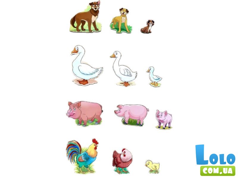 Деревянный пазл-вкладыш Больше или меньше. Семья - домашние животные, Ubee