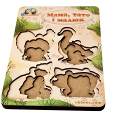 Деревянный пазл-вкладыш Больше или меньше. Семья - домашние животные, Ubee