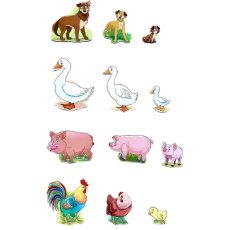 Деревянный пазл-вкладыш Больше или меньше. Семья - домашние животные, Ubee