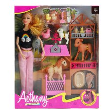 Кукла шарнирная с животными и аксессуарами