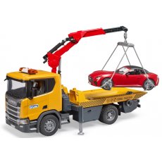 Набор игрушечный Эвакуатор Scania Super 560R с краном-манипулятором и машиной Roadster, Bruder