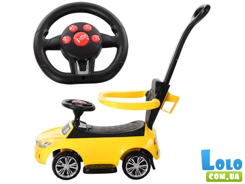 Автомобиль для прогулок - толокар с родительской ручкой, Bambi (желтый)