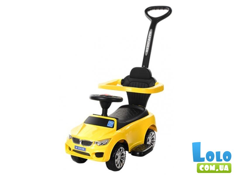 Автомобиль для прогулок - толокар с родительской ручкой, Bambi (желтый)