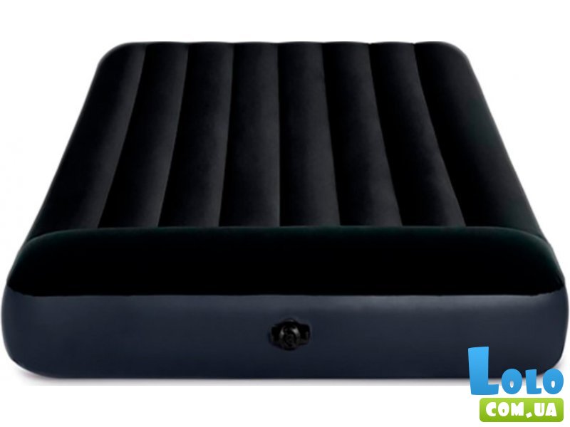 Надувной матрас с подголовником, Intex (синий)