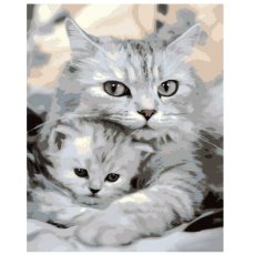 Картина по номерам Кошка и котенок, Strateg (40х50 см)