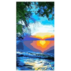 Картина по номерам Закат солнца у воды, Strateg (50х25 см)