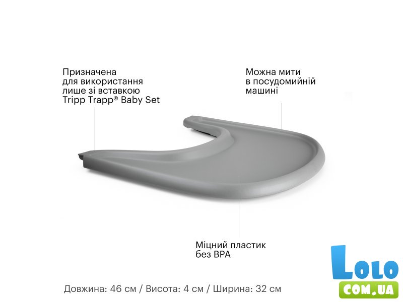 Столешница Tray для стульчика Tripp Trapp, Stokke (серый)