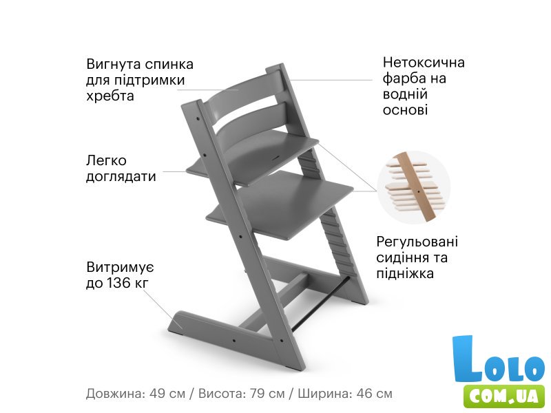 Стульчик-трансформер детский Tripp Trapp, Stokke (storm grey)