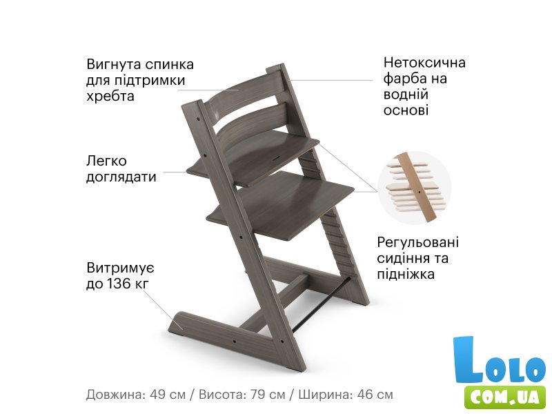 Стульчик-трансформер детский Tripp Trapp, Stokke (hazy grey)