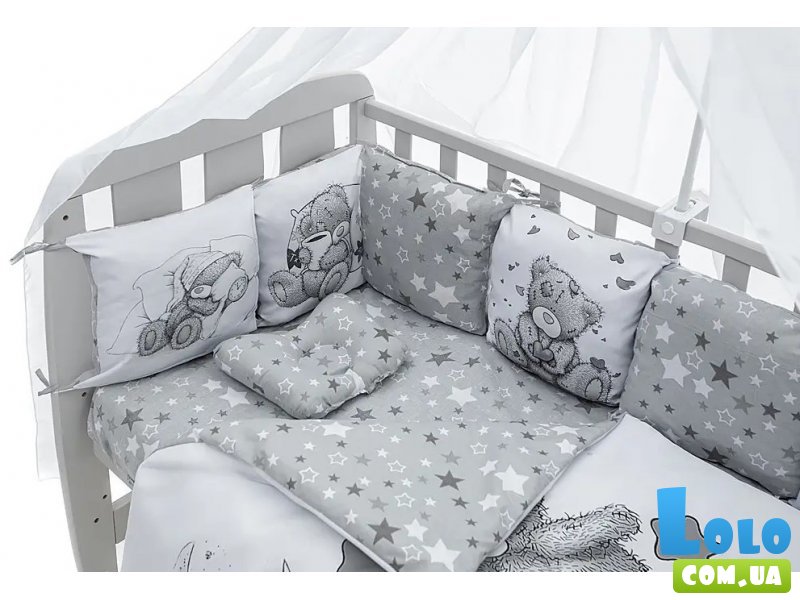 Детский постельный комплект Bortiki, Babyroom (серый)