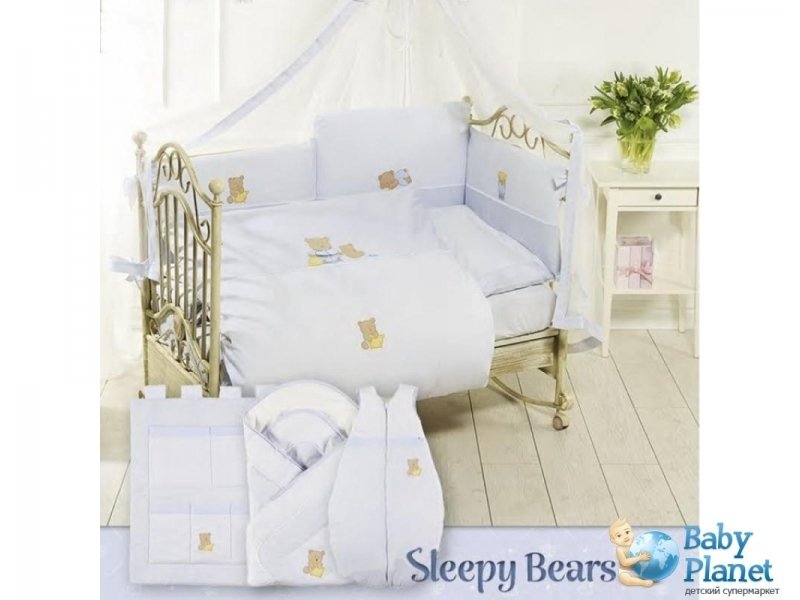 Постельный комплект Feretti Sleepy Bears Blue ПКФ6 (голубой), 6 эл.