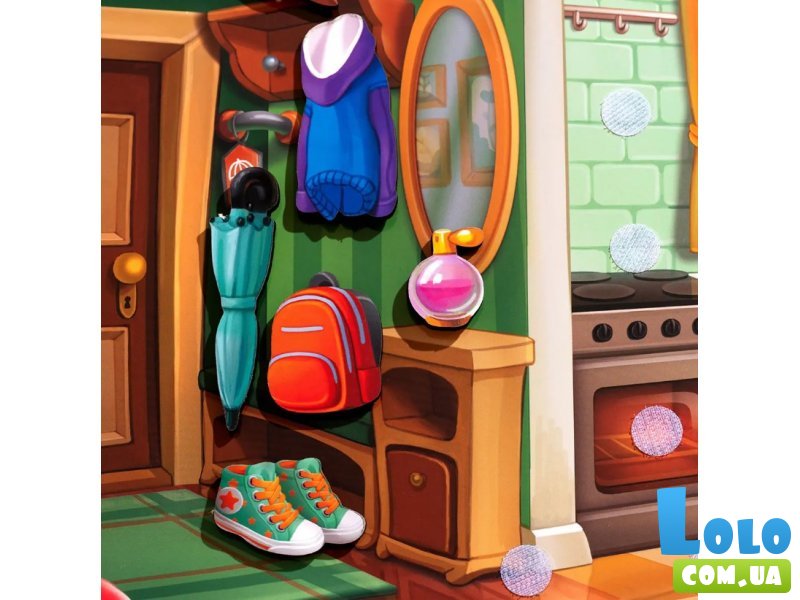 Деревянная развивающая игра на липучках Наведи порядок в комнате и накорми Ваню, Ubee