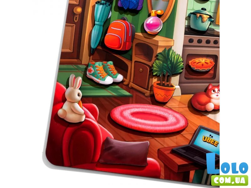 Деревянная развивающая игра на липучках Наведи порядок в комнате и накорми Ваню, Ubee