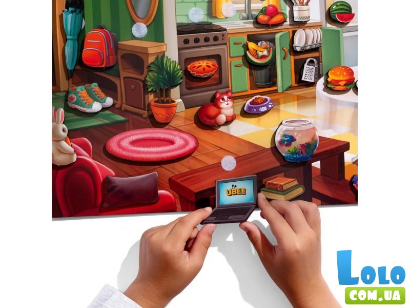 Деревянная развивающая игра на липучках Наведи порядок в комнате и накорми Ваню, Ubee