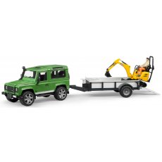 Внедорожник Land Rover Defender с прицепом, миниэкскаватором и фигуркой, Bruder