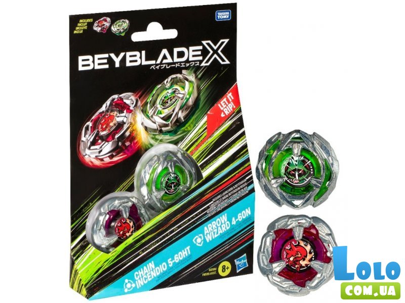 Игровой набор Beyblade X Волчки Chain Incendio и Arrow Wizard, Hasbro