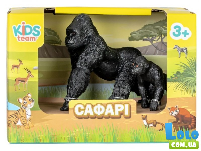 Набор фигур Сафари. Горилла с детенышем, Kids Team