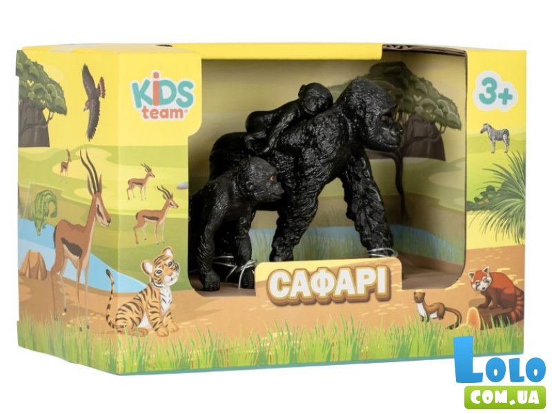 Набор фигурок Сафари. Горилла с детенышами, Kids Team