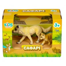 Набор фигурок Сафари. Волк с детенышом, Kids Team