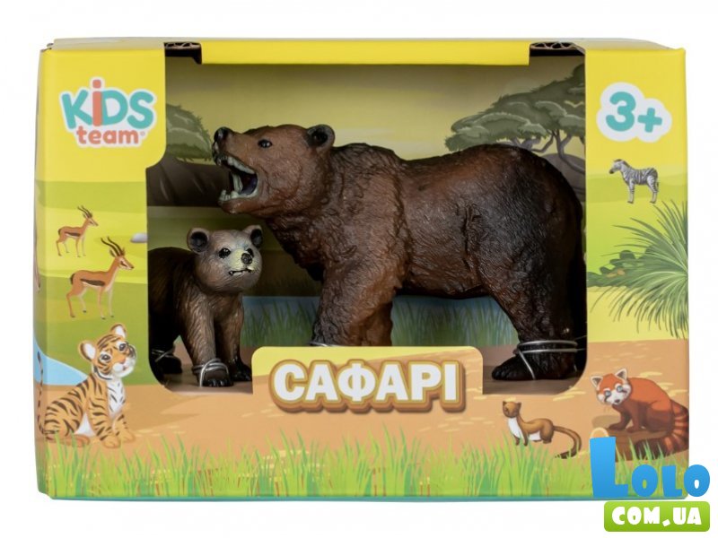 Набор фигурок Сафари. Бурый медведь и медвежонок, Kids Team