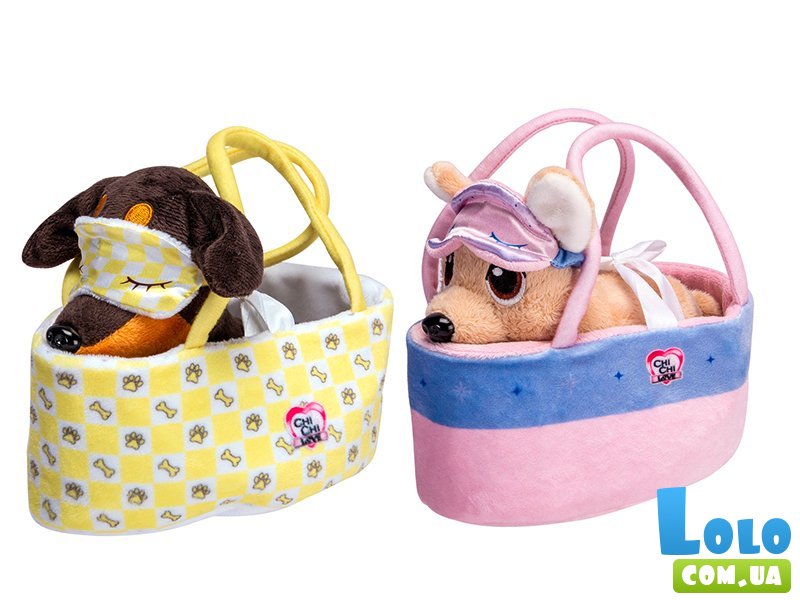 Мягкая игрушка Собачка Сладкие сны с сумочкой, Chi Chi Love, 15 см (в ассортименте)