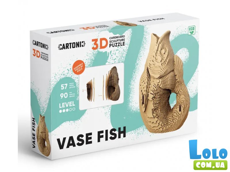 Картонный 3D пазл Ваза Рыба, Cartonic, 57 эл.