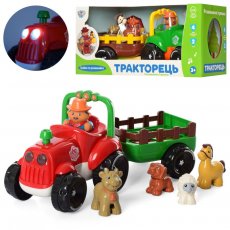 Трактор интерактивный с прицепом и фигурками животных, Limo Toy (в ассортименте)