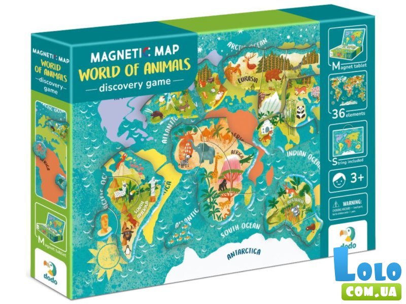 Пазл Карта мира Животные, DoDo, 36 эл.