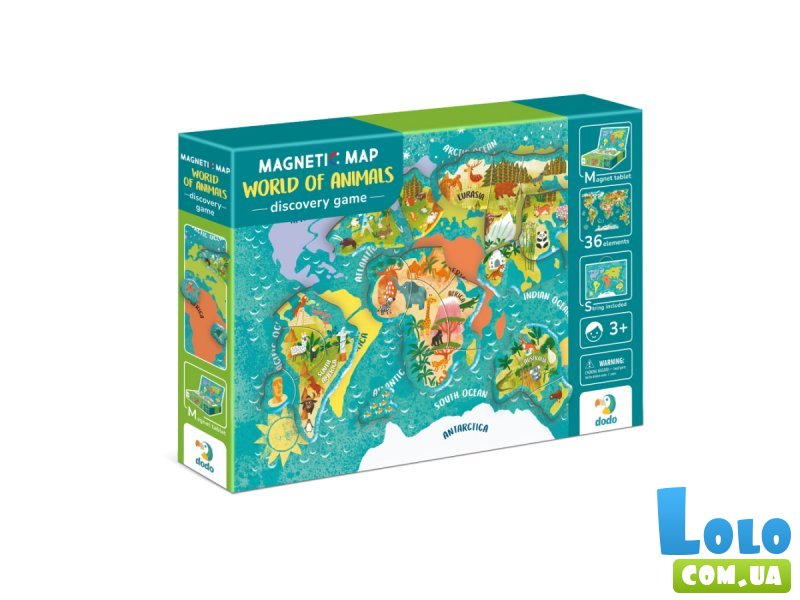 Пазл Карта мира: Животные, DoDo, 36 эл.