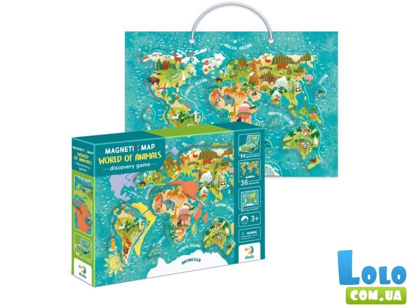 Пазл Карта мира: Животные, DoDo, 36 эл.