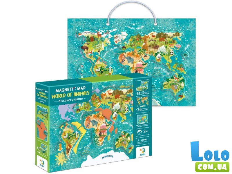 Пазл Карта мира Животные, DoDo, 36 эл.