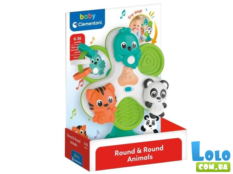 Игрушка на присоске Round & Round Animals, Clementoni