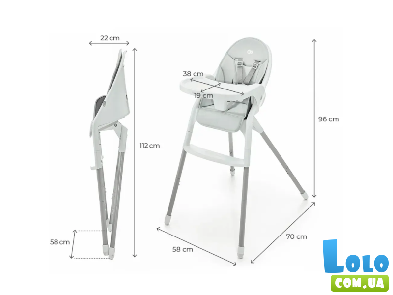Стульчик для кормления Dinnly, Kinderkraft (Grey)