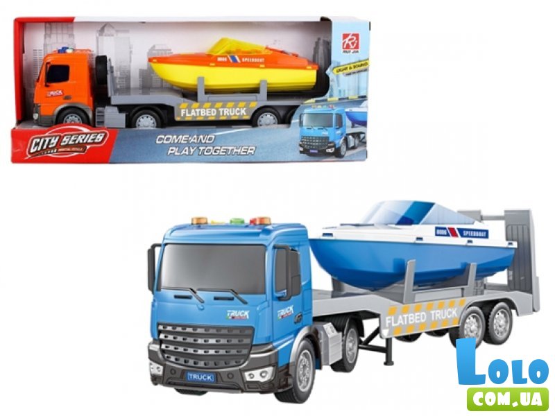 Автовоз с катером инерционный (в ассортименте)