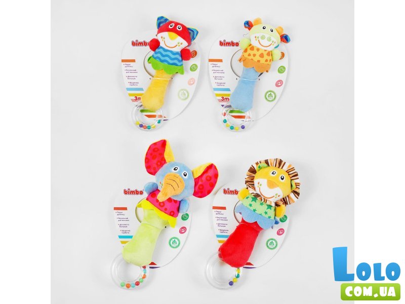 Погремушка мягкая Животное, Bimbo (в ассортименте)