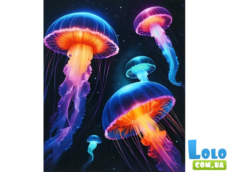 Картина по номерам Медузы светится в темноте, WToys (40х50 см)