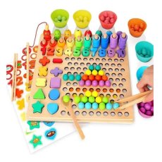 Развивающая деревянная игра Сортер Монтессори 5 в 1 с рыбалкой