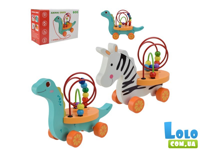 Деревянная игрушка Каталка со спиралькой (в ассортименте)