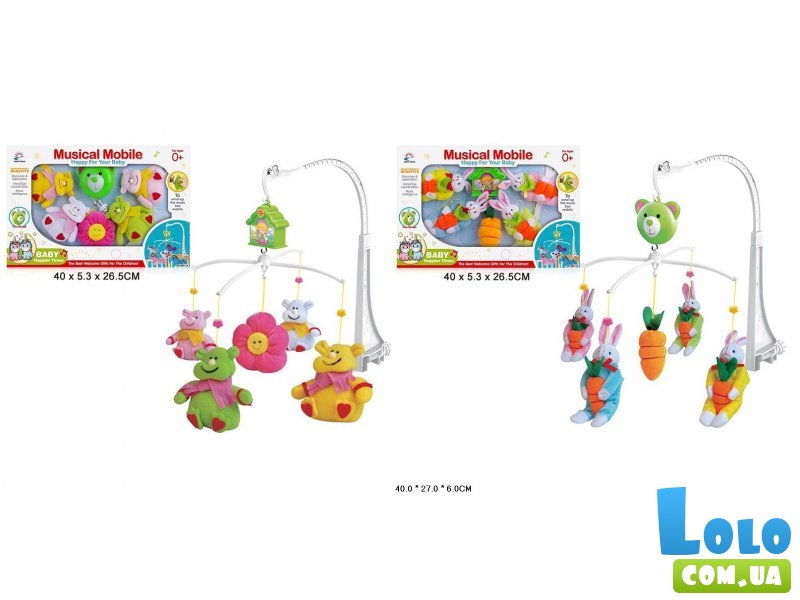 Мобиль музыкальный с мягкими игрушками (в ассортименте)